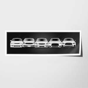 JDM Drift Import Tuner Car Automotive Art Drawing Compatible with Infiniti G20 G35 G37 Q50 Q60 Poster, Frame