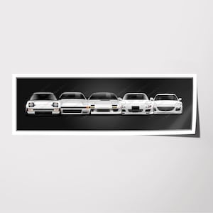 JDM Drift Import Tuner Car Automotive Art Drawing Compatible with Mazda RX7 SA Fb Fc Fd RX8 Poster, Frame