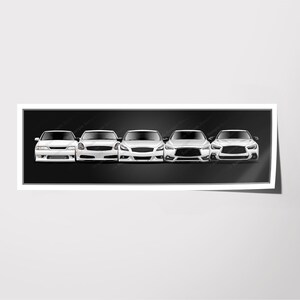 JDM Drift Import Tuner Car Automotive Art Drawing Compatible with Infiniti G20 G35 G37 Q50 Q60 Poster Frame Stretched Canvas
