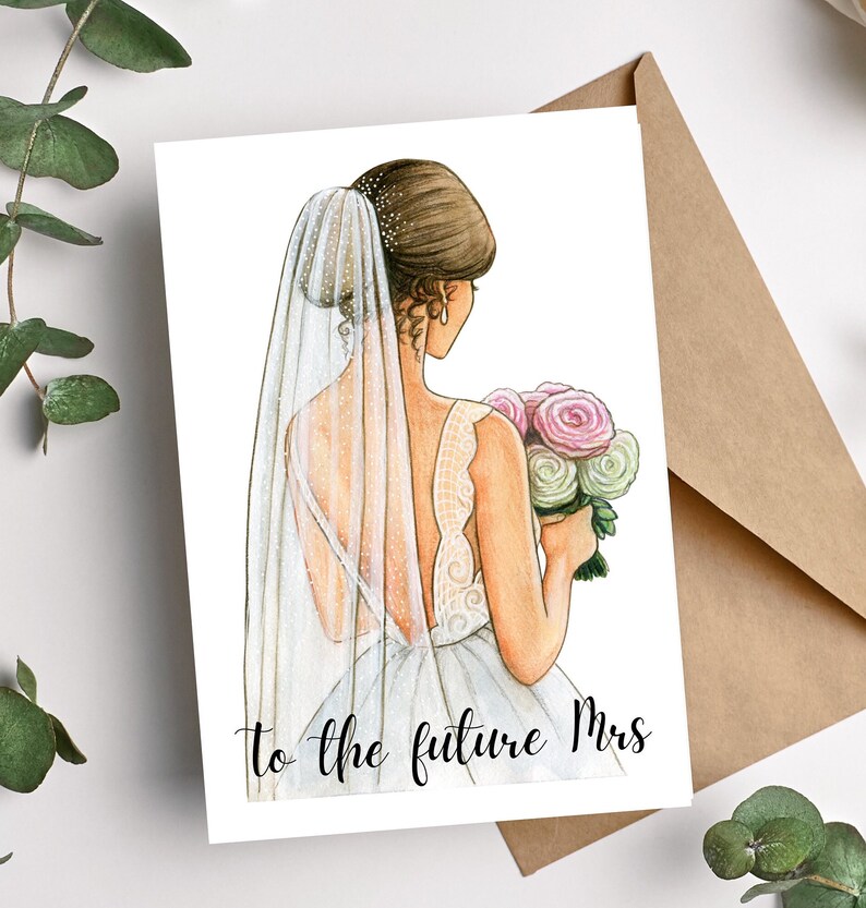 Carte nuptiale de douche | Future mariée carte de vœux | Belle carte de la jeune mariée | Carte Mme Vers le futur image 2