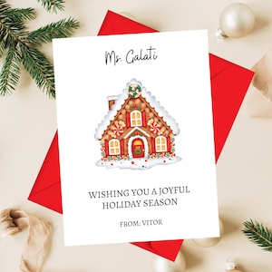 Happy Holidays Card for Teacher | Holiday Greeting Card for Teacher | Personalized Christmas Card for Teacher