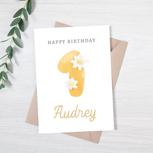 florale d'anniversaire de marguerite | Carte d'anniversaire personnalisée pour fille | Carte d'anniversaire marguerite personnalisée