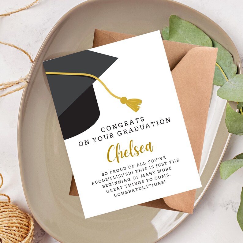 carte de remise de diplôme personnalisée | Carte de fin d'études familiale | Cadeau de fin d'études pour un ami | Félicitations pour votre carte de remise des diplômes image 2