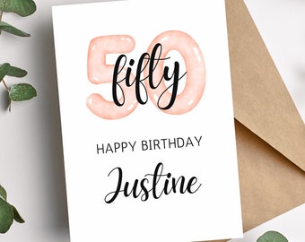 Personalized 50th Birthday | 50th Birthday Card for Friend | 50th Birthday Card for Mom, Wife, Sister
