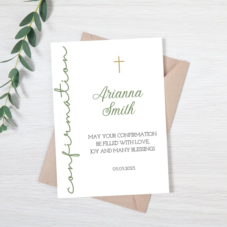 Carte élégante de félicitations de confirmation | Confirmation personnalisée | de confirmation minimaliste | Carte religieuse image 5