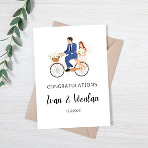 Carte de mariage personnalisée | Carte des mariés | Félicitations pour votre carte de mariage | Carte pour jeunes mariés