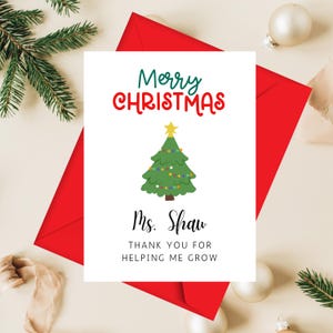 Merry Christmas Card for Teacher | Holiday Greeting Card for Teacher | Personalized Christmas Card for Teacher