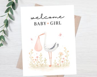 Baby Girl Congratulations Card | Pregnancy Card For Mom To Be | Baby Shower Card | Parents To Be Card | Expecting A Baby | New Baby Card