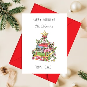 Happy Holidays Card for Teacher | Holiday Greeting Card for Teacher | Personalized Christmas Card for Teacher