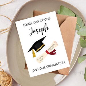 carte de remise de diplôme personnalisée | Carte de fin d'études familiale | Cadeau de fin d'études pour un ami | Félicitations pour votre carte de remise des diplômes image 2