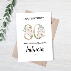 80e anniversaire pour grand-mère | Carte personnalisée 80e anniversaire pour grand-mère