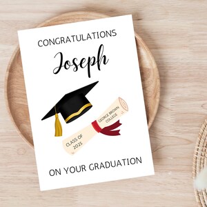 carte de remise de diplôme personnalisée | Carte de fin d'études familiale | Cadeau de fin d'études pour un ami | Félicitations pour votre carte de remise des diplômes image 3