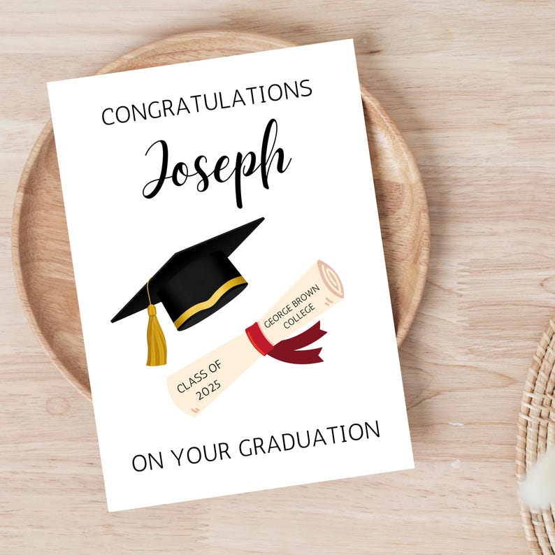 carte de remise de diplôme personnalisée | Carte de fin d'études familiale | Cadeau de fin d'études pour un ami | Félicitations pour votre carte de remise des diplômes image 3