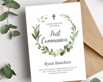 First Communion Congratulations Card | Personalized First Communion Card | Holy Communion Card | Congrats on Your First Communion
