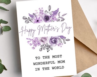 Blumen Muttertagskarte | Alles Gute zum Muttertag | Karte zum Muttertag | Personalisierte Muttertagskarte