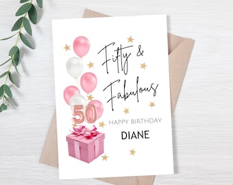 Personalized 50th Birthday | 50th Birthday Card for Friend | 50th Birthday Card for Mom, Wife, Sister