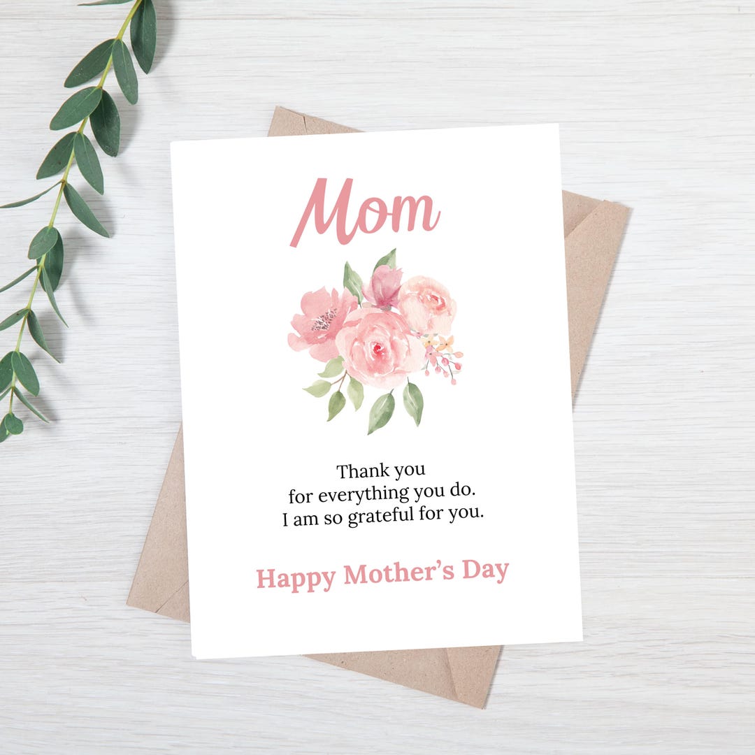 Mother’s Day Card for Mom, Thank You Mom Card, Floral Mother’s Day Card ...