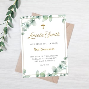 Carte de félicitations de première communion | carte de vœux personnalisée pour la première communion | Carte Sainte Communion | Félicitations pour votre première communion