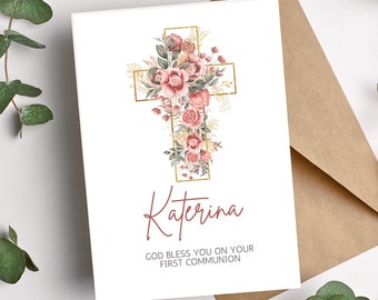 First Communion Congratulations Card | Personalized First Communion Card | Holy Communion Card | Congrats on Your First Communion