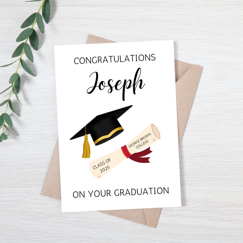 carte de remise de diplôme personnalisée | Carte de fin d'études familiale | Cadeau de fin d'études pour un ami | Félicitations pour votre carte de remise des diplômes image 1