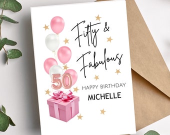 Personalized 50th Birthday | 50th Birthday Card for Friend | 50th Birthday Card for Mom, Wife, Sister