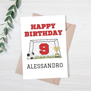 d'anniversaire personnalisée de football | Carte d'anniversaire de football pour garçon | Carte d'anniversaire de football pour fille | Carte d'anniversaire de football