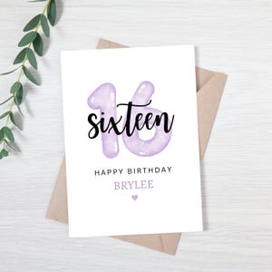 Carte de 16e anniversaire personnalisée | Carte d'anniversaire Sweet 16 pour un ami | Carte d'anniversaire personnalisée Sweet 16 | Carte d'anniversaire personnalisée