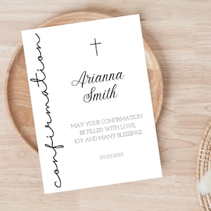 Carte élégante de félicitations de confirmation | Confirmation personnalisée | de confirmation minimaliste | Carte religieuse image 3