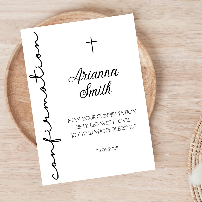 Carte élégante de félicitations de confirmation | Confirmation personnalisée | de confirmation minimaliste | Carte religieuse image 3