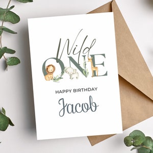 1er anniversaire personnalisé | Carte 1er anniversaire pour garçon | Carte d'anniversaire personnalisée