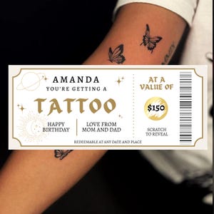 Bon cadeau tatouage personnalisé | Bon de tatouage surprise | Bon d'anniversaire tatouage | Cadeau tatouage d'anniversaire