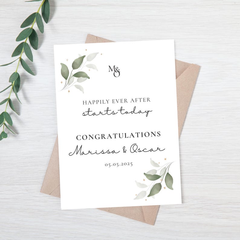 Carte de mariage personnalisée | Carte des mariés | Félicitations pour votre carte de mariage | Carte pour jeunes mariés | Carte de voeux de mariage image 1