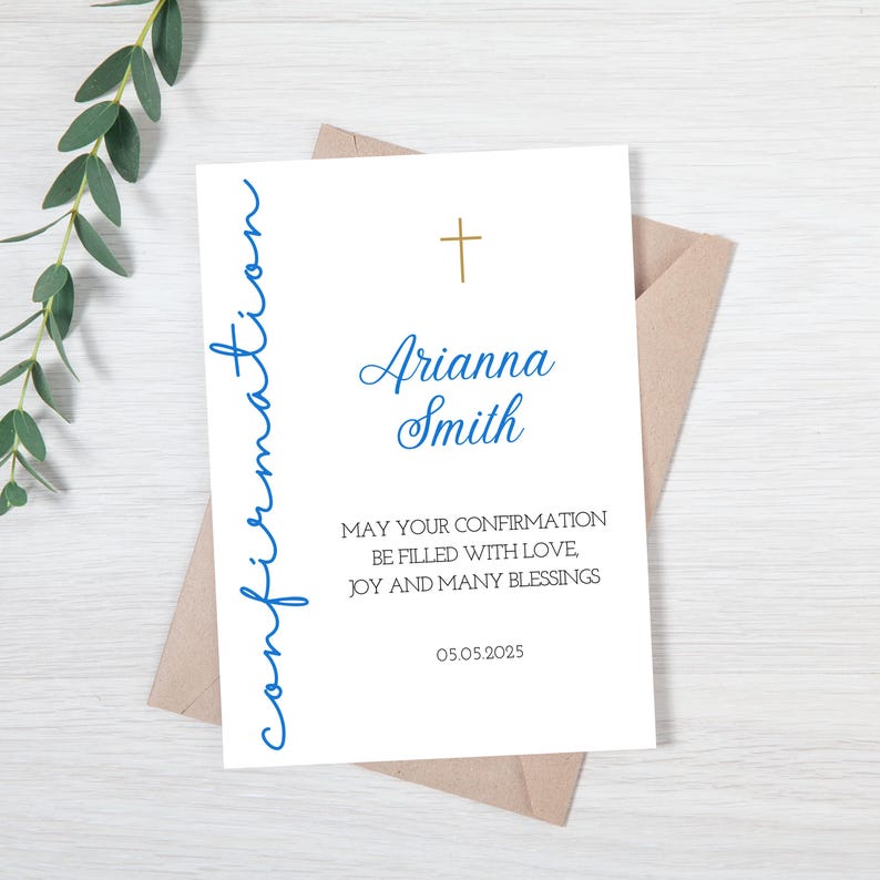Carte élégante de félicitations de confirmation | Confirmation personnalisée | de confirmation minimaliste | Carte religieuse image 6