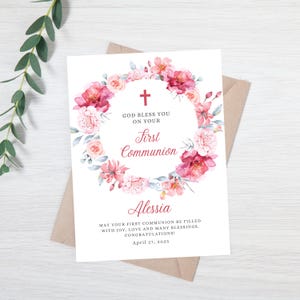 Carte de félicitations de première communion | carte de vœux personnalisée pour la première communion | Carte Sainte Communion | Félicitations pour votre première communion