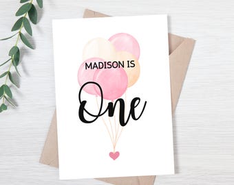 1st Birthday Card | Personalized 1st Birthday Card for Girl
