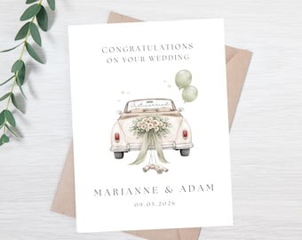 carte personnalisée de félicitations pour mariage | Félicitations pour votre carte de mariage | Carte de mariage Just Married | Souvenir de mariage personnalisé
