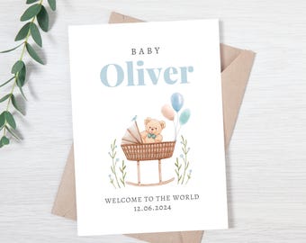 Carte de félicitations bébé garçon | Carte de grossesse pour future maman | Carte de fête de naissance | Carte Futurs parents | Vous attendez un bébé | Carte bébé garçon
