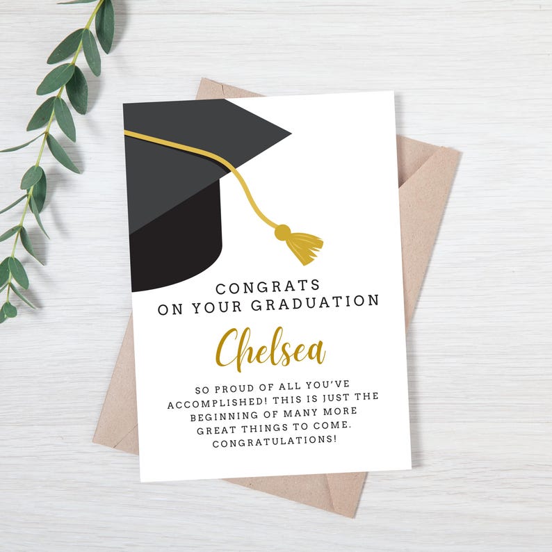 carte de remise de diplôme personnalisée | Carte de fin d'études familiale | Cadeau de fin d'études pour un ami | Félicitations pour votre carte de remise des diplômes image 1