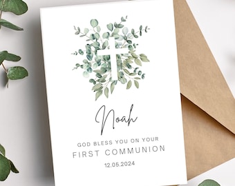 Carte de félicitations de première communion | carte de vœux personnalisée pour la première communion | Carte Sainte Communion | Félicitations pour votre première communion