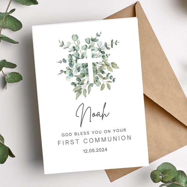Carte de félicitations de première communion | carte de vœux personnalisée pour la première communion | Carte Sainte Communion | Félicitations pour votre première communion
