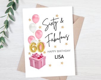 Personalized 60th Birthday | 60th Birthday Card for Friend | 60th Birthday Card for Mom, Wife, Sister