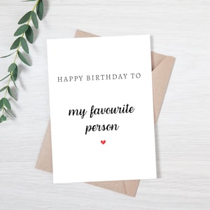 Carte d'anniversaire pour petit ami et petite amie Carte d'anniversaire pour ma personne préférée | Carte d'anniversaire pour un ami | Carte d'anniversaire pour quelqu'un de spécial