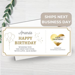 Révélation à gratter personnalisée pour anniversaire | Cadeau d'anniversaire surprise | Cadeau surprise personnalisé | Cadeau d'anniversaire | Bon d'anniversaire