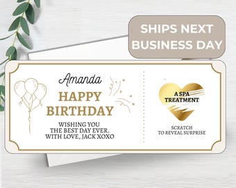 Révélation à gratter personnalisée pour anniversaire | Cadeau d'anniversaire surprise | Cadeau surprise personnalisé | Cadeau d'anniversaire | Bon d'anniversaire