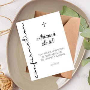 Carte élégante de félicitations de confirmation | Confirmation personnalisée | de confirmation minimaliste | Carte religieuse image 2