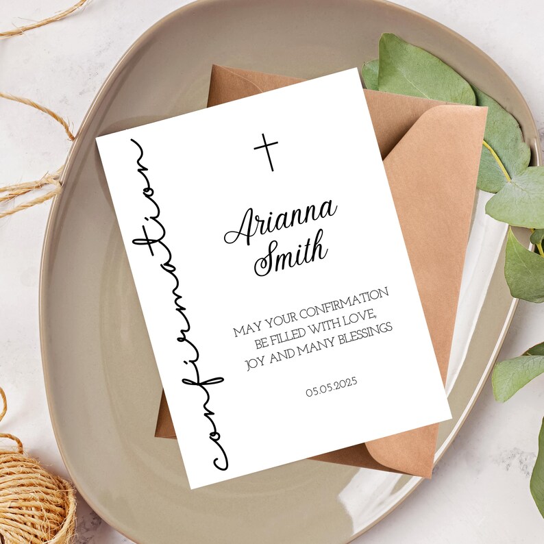 Carte élégante de félicitations de confirmation | Confirmation personnalisée | de confirmation minimaliste | Carte religieuse image 2