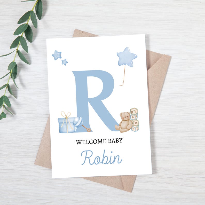 Carte de voeux de bienvenue pour bébé Carte de félicitations pour nouveau-né Carte de fête prénatale Carte souvenir pour les nouveaux parents image 1