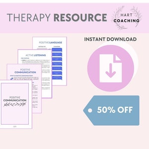 Druckbares Arbeitsblatt für positive Kommunikation, Therapieressource, Konfliktlösung, Psychologie, herunterladbar, CBT, Beziehungen, Bündel.