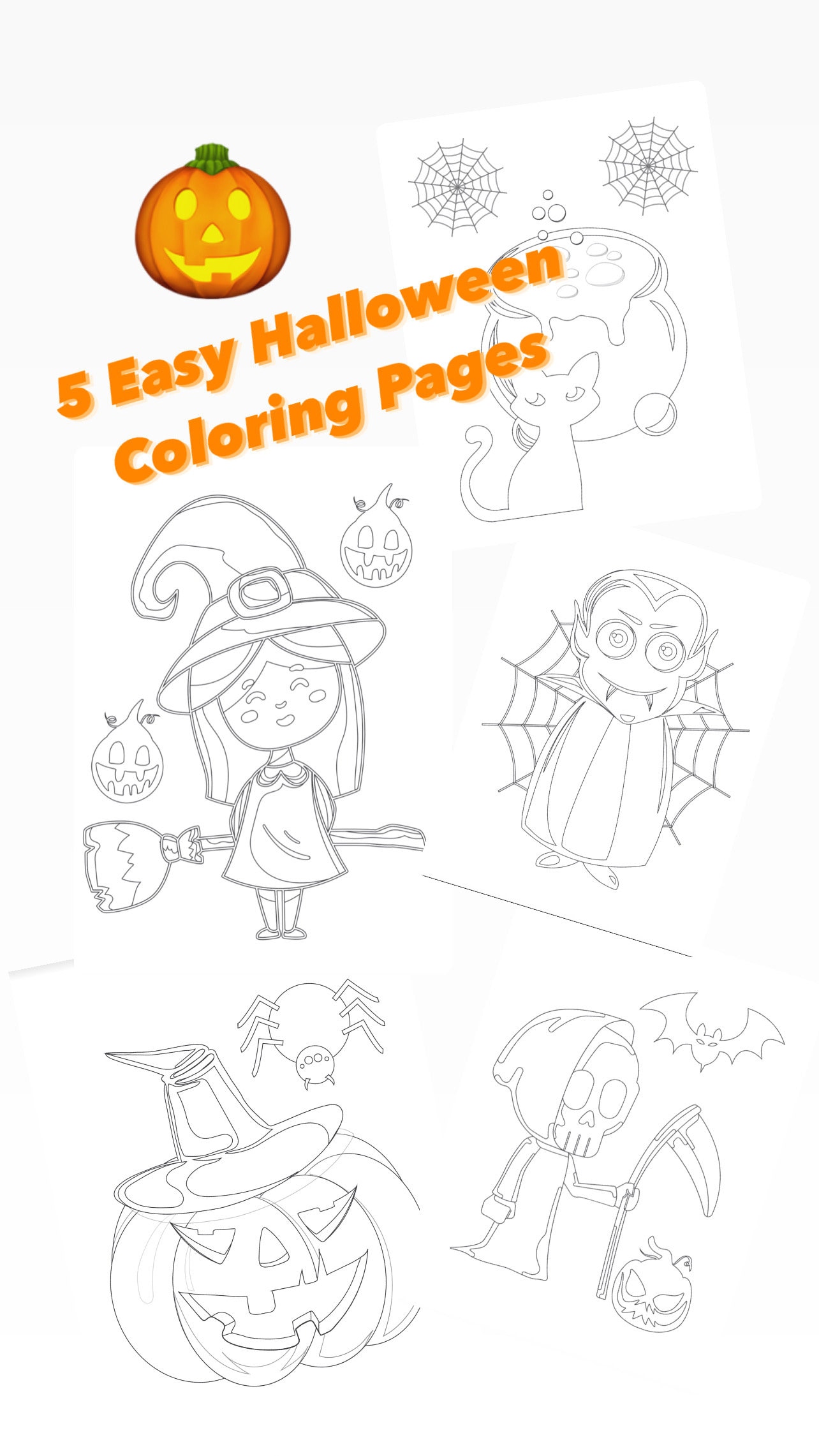 5 Easy Halloween Coloring Pages - Etsy