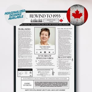 Poster musicale per il 70° compleanno / Stampa personalizzata per traguardo / Momenti salienti del bambino / Versione canadese / Decorazioni per feste con download digitale stampabile